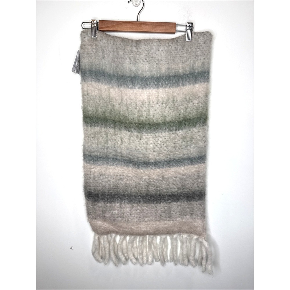 NEW‎ Pottery Barn Pillow Cover Case Seriphina Faux Mohair Fuzzy 16"x26" Striped
